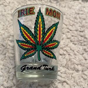 Grand Turk “leaf" shot glass Bahamas Irie Mon with Leaf Design